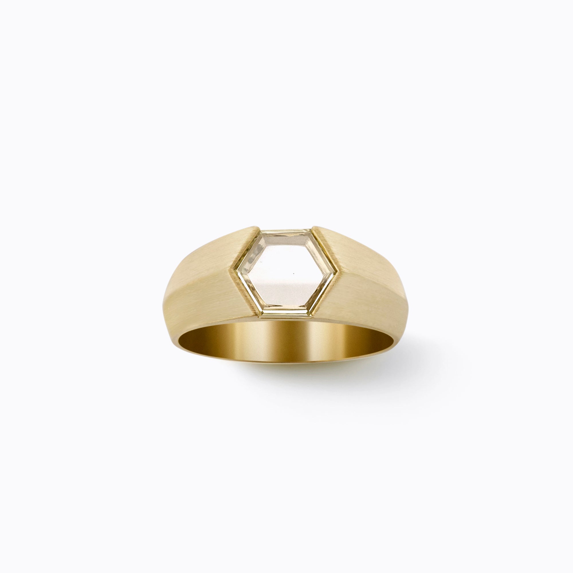 Hexagon Diamond Signet Ring