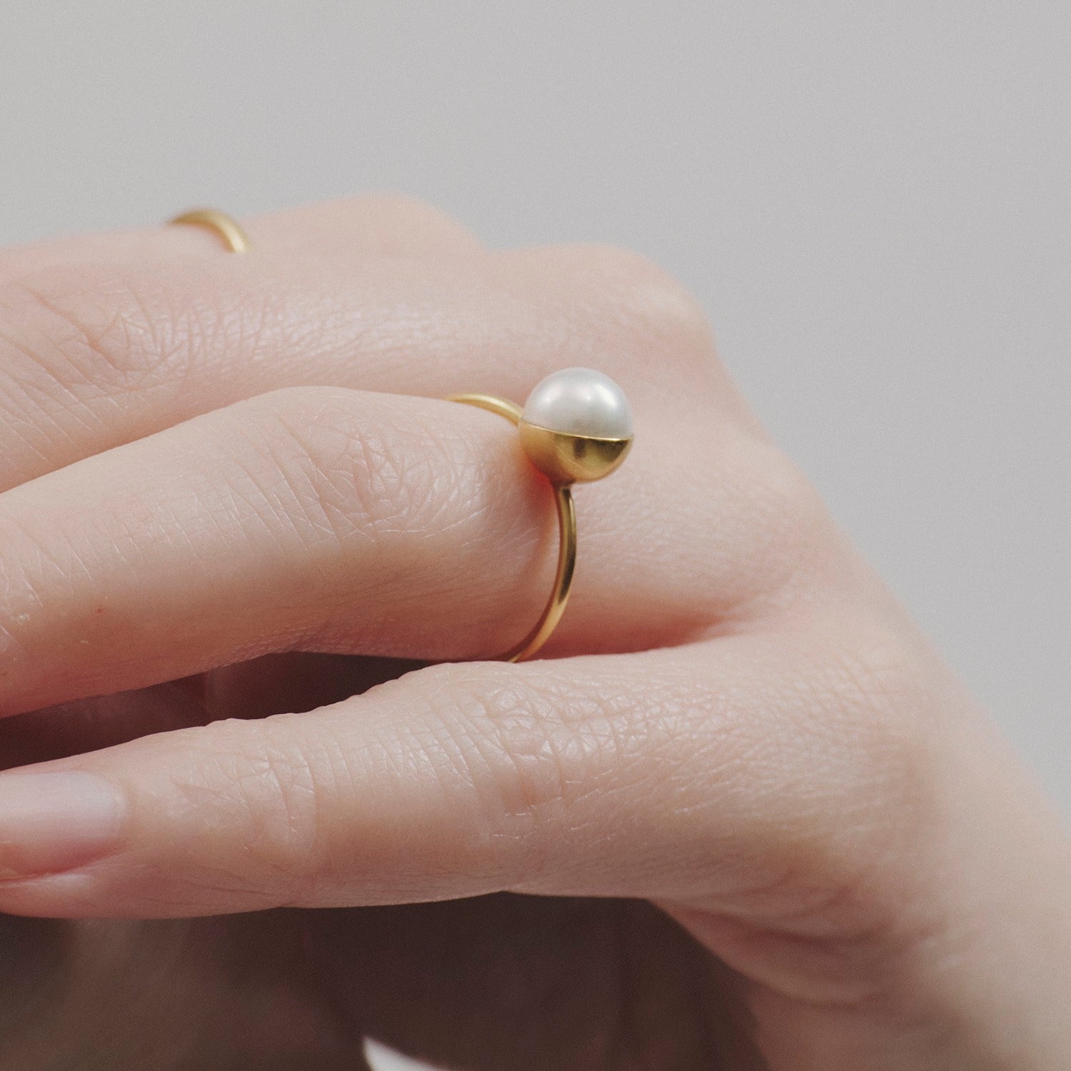 Half Pearl Ring 45°