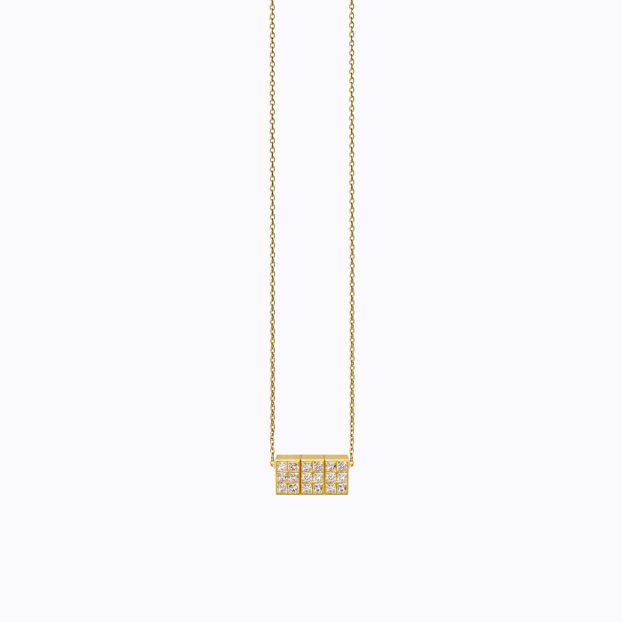 Cube Necklace 01, yellow gold, matte finish